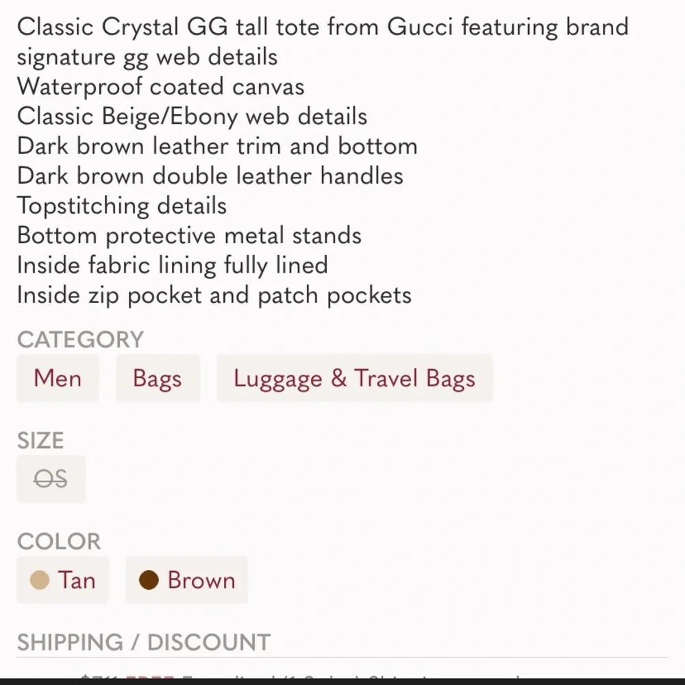 NWT Authentic Gucci Crystal GG Leather Tall Tote